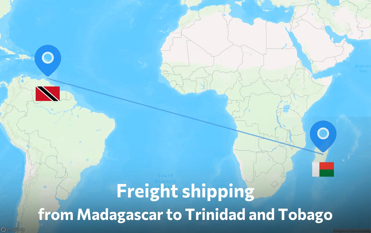 Shipping route from Madagascar to Trinidad and Tobago