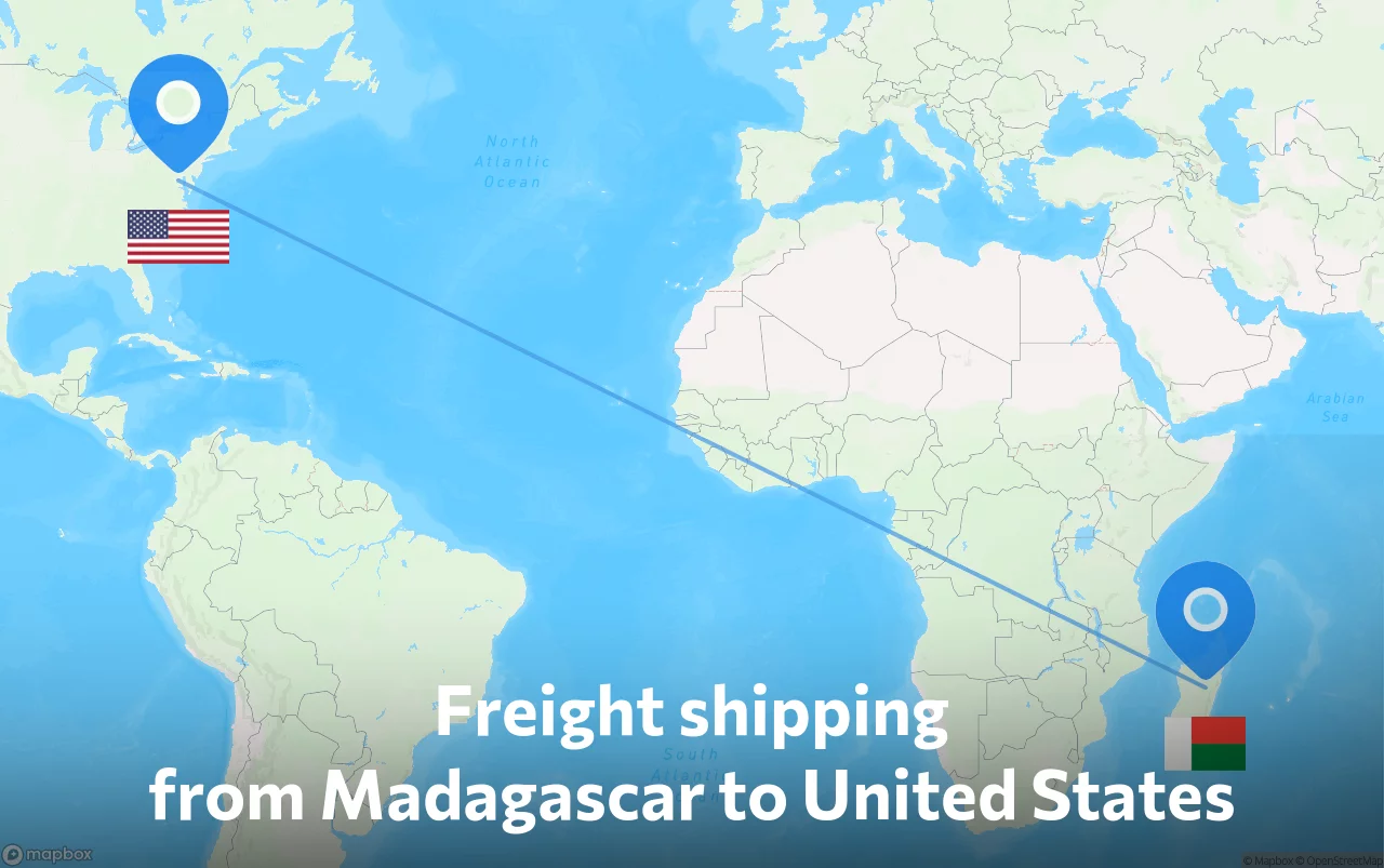 Shipping route from Madagascar to United States