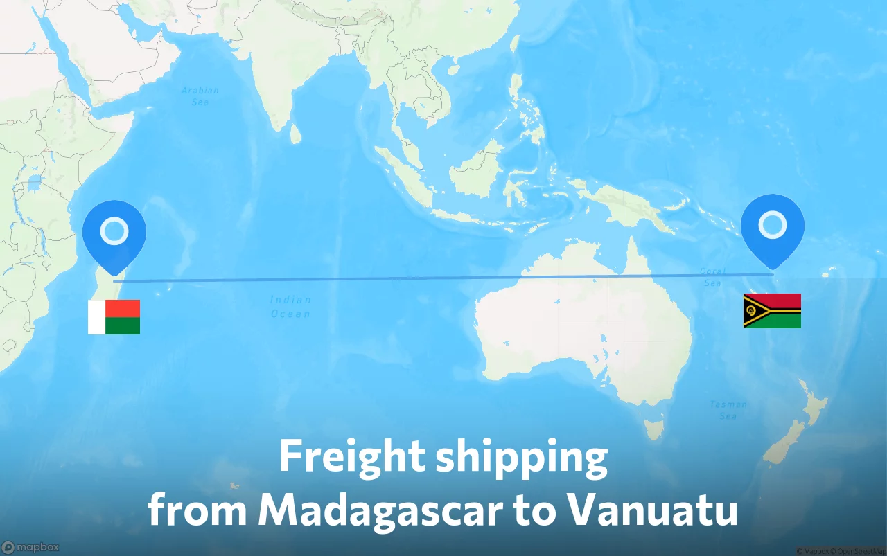 Shipping route from Madagascar to Vanuatu