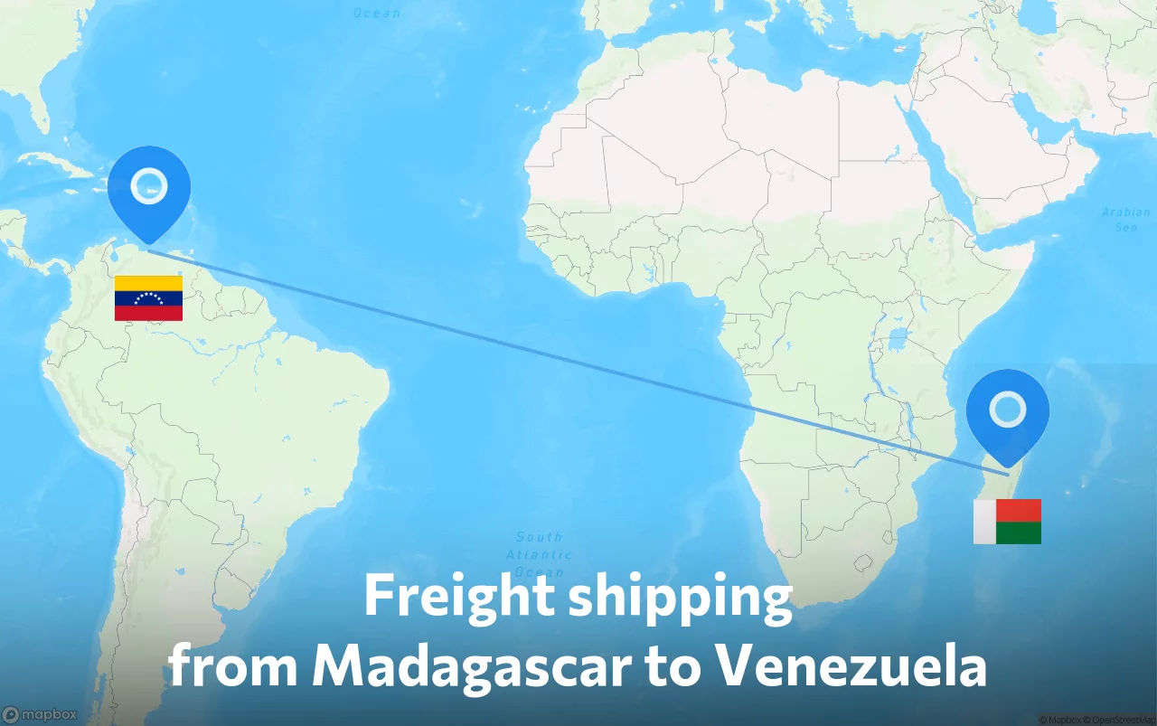 Shipping route from Madagascar to Venezuela