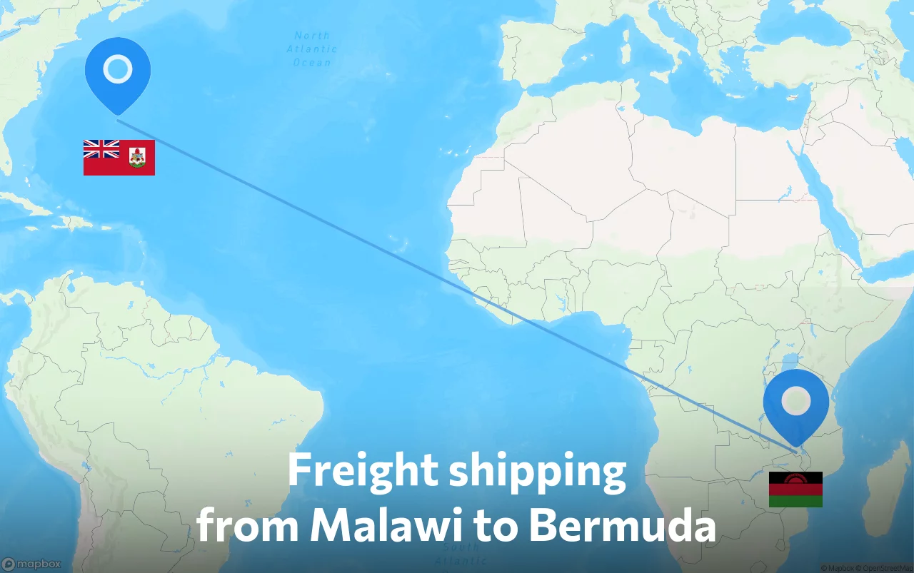Shipping route from Malawi to Bermuda