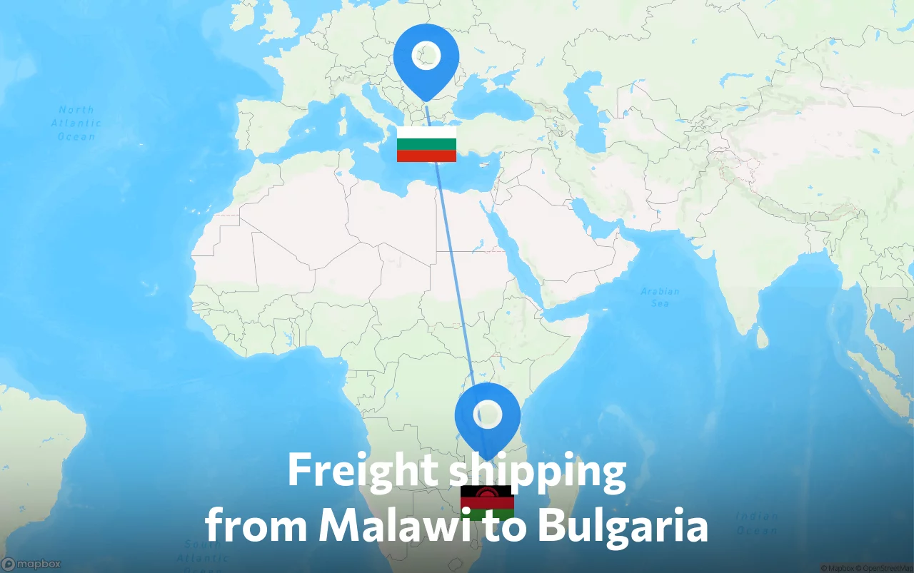 Shipping route from Malawi to Bulgaria