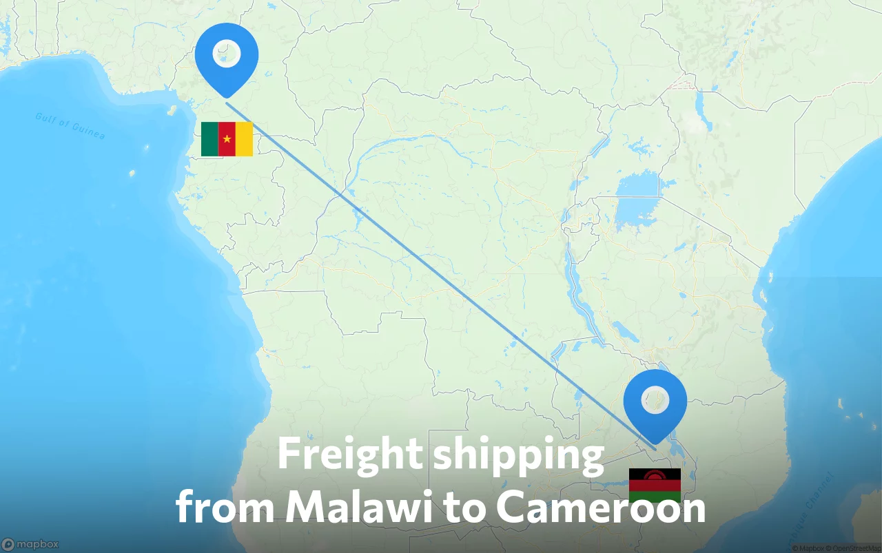 Shipping route from Malawi to Cameroon