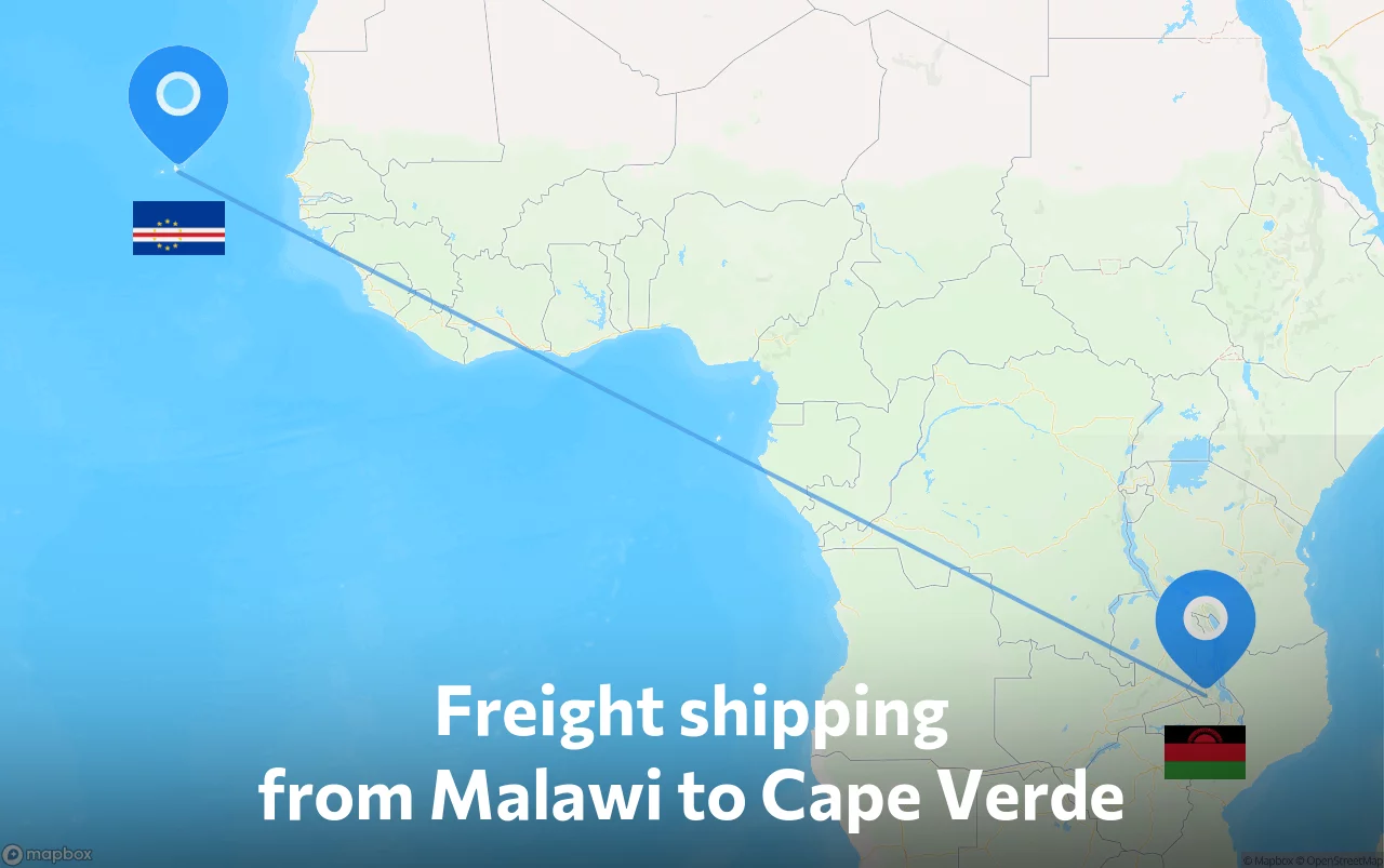 Shipping route from Malawi to Cape Verde