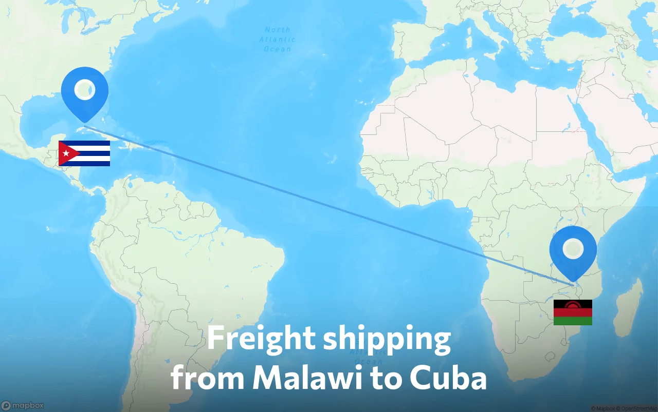 Shipping route from Malawi to Cuba