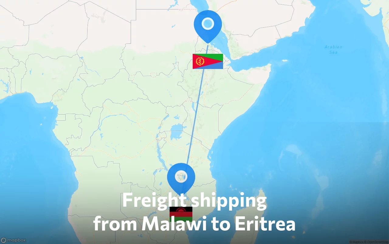 Shipping route from Malawi to Eritrea