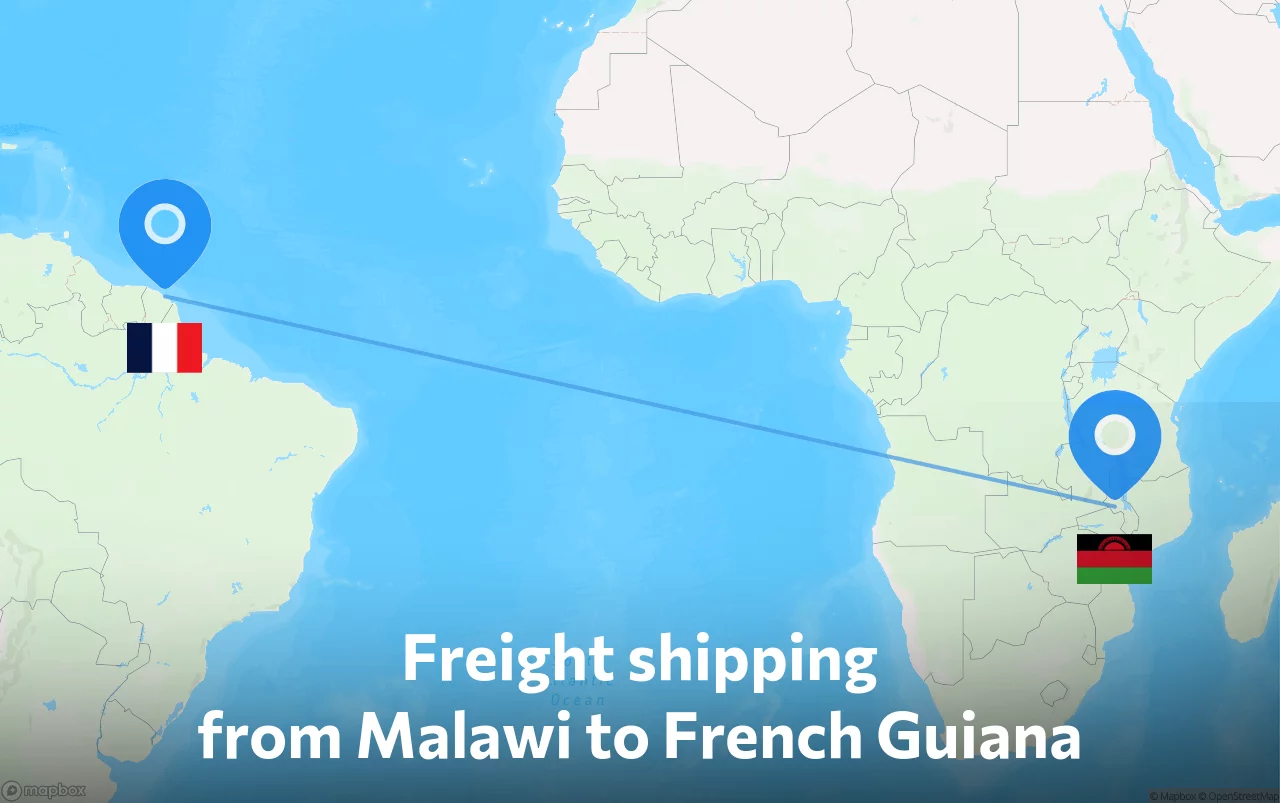 Shipping route from Malawi to French Guiana