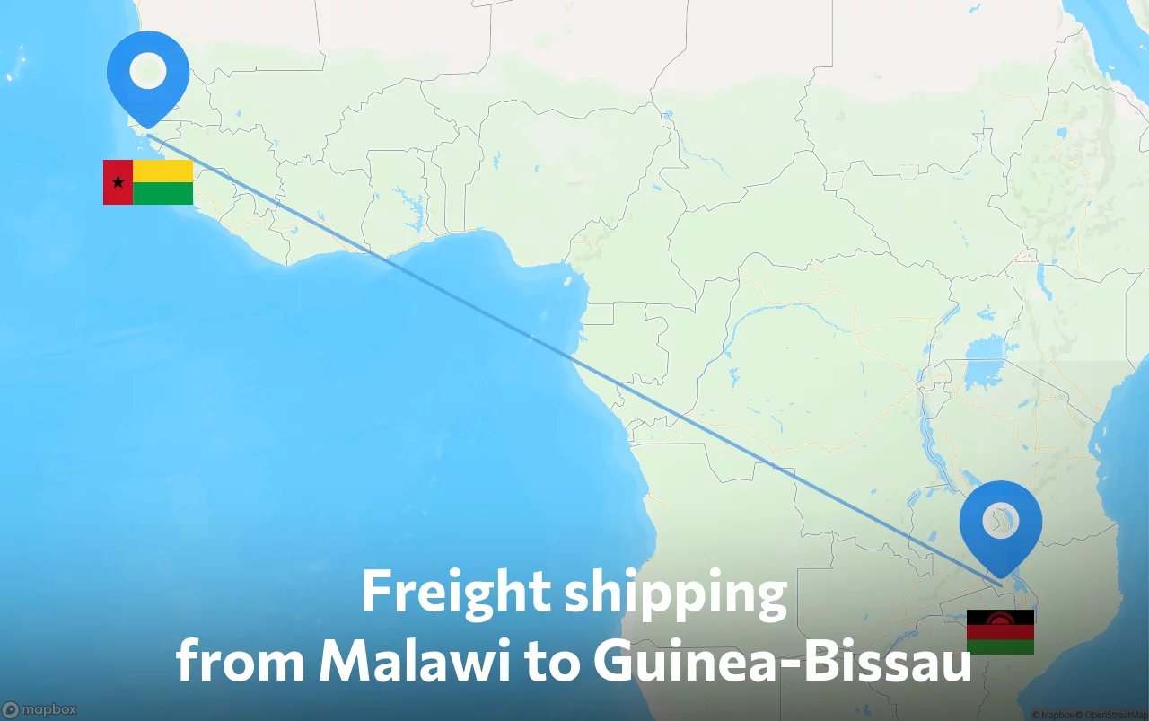 Shipping route from Malawi to Guinea-Bissau