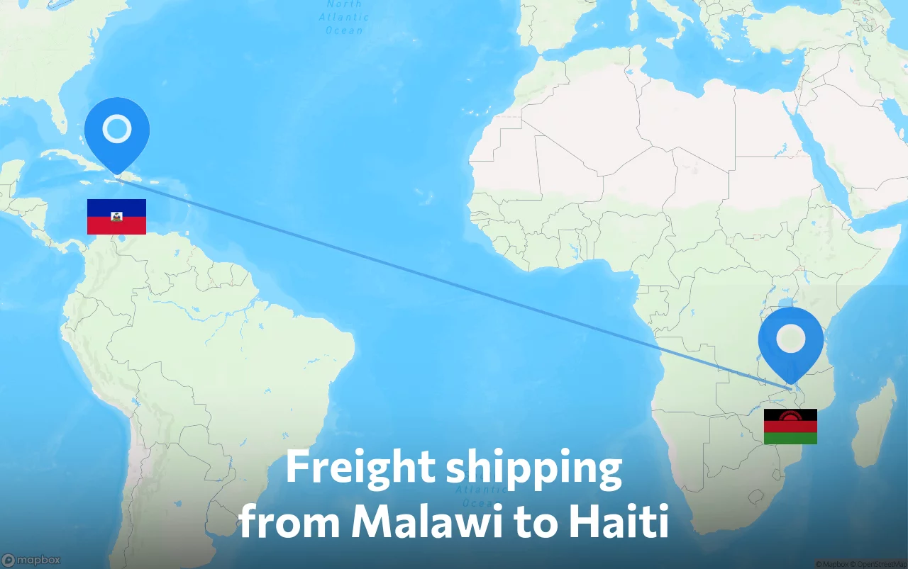 Shipping route from Malawi to Haiti