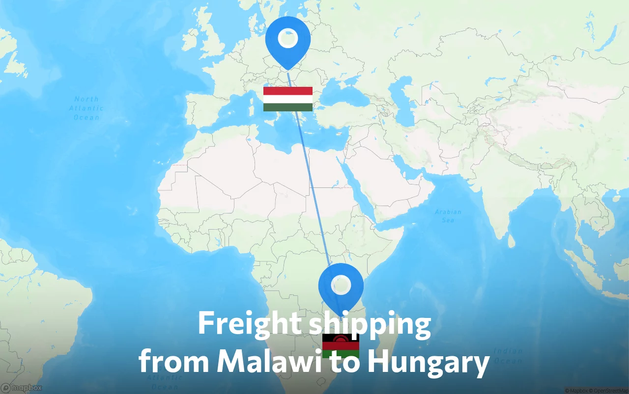 Shipping route from Malawi to Hungary