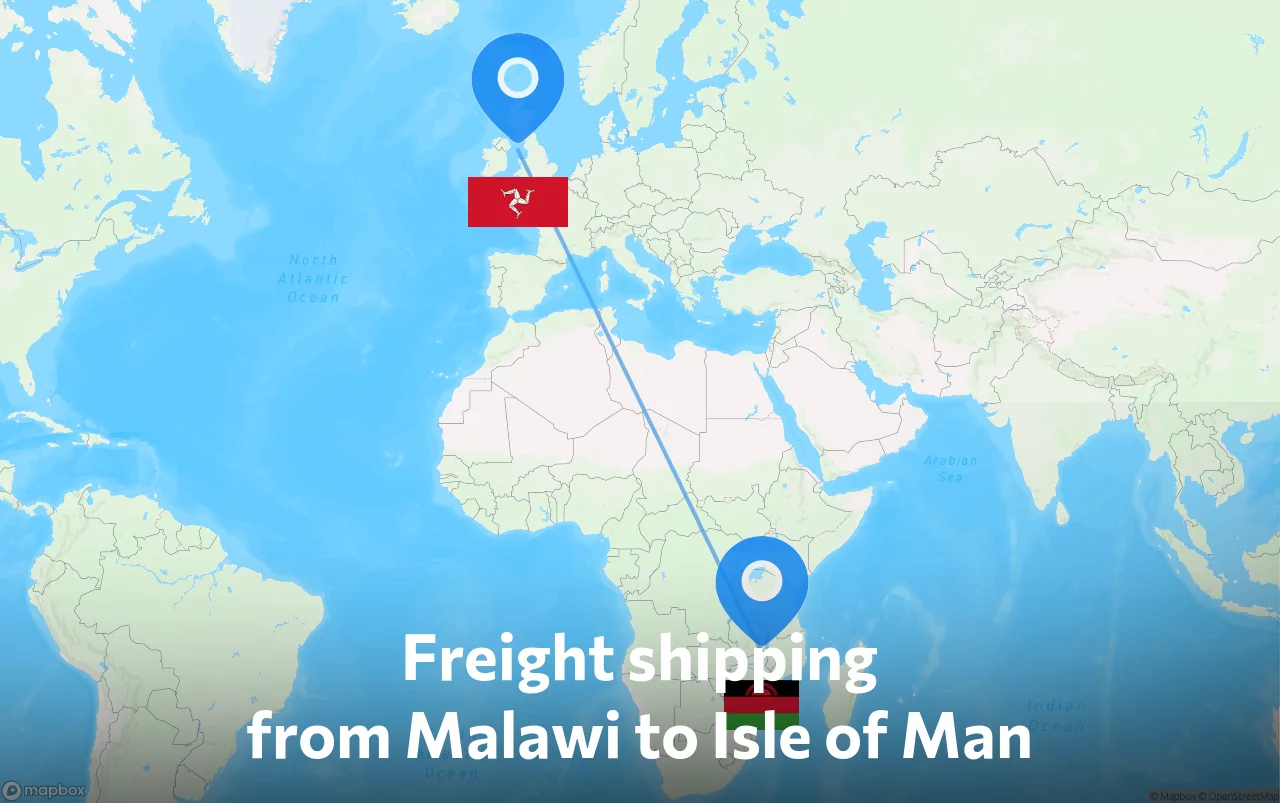 Shipping route from Malawi to Isle of Man