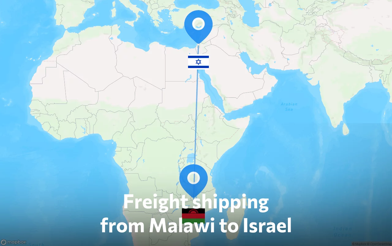 Shipping route from Malawi to Israel