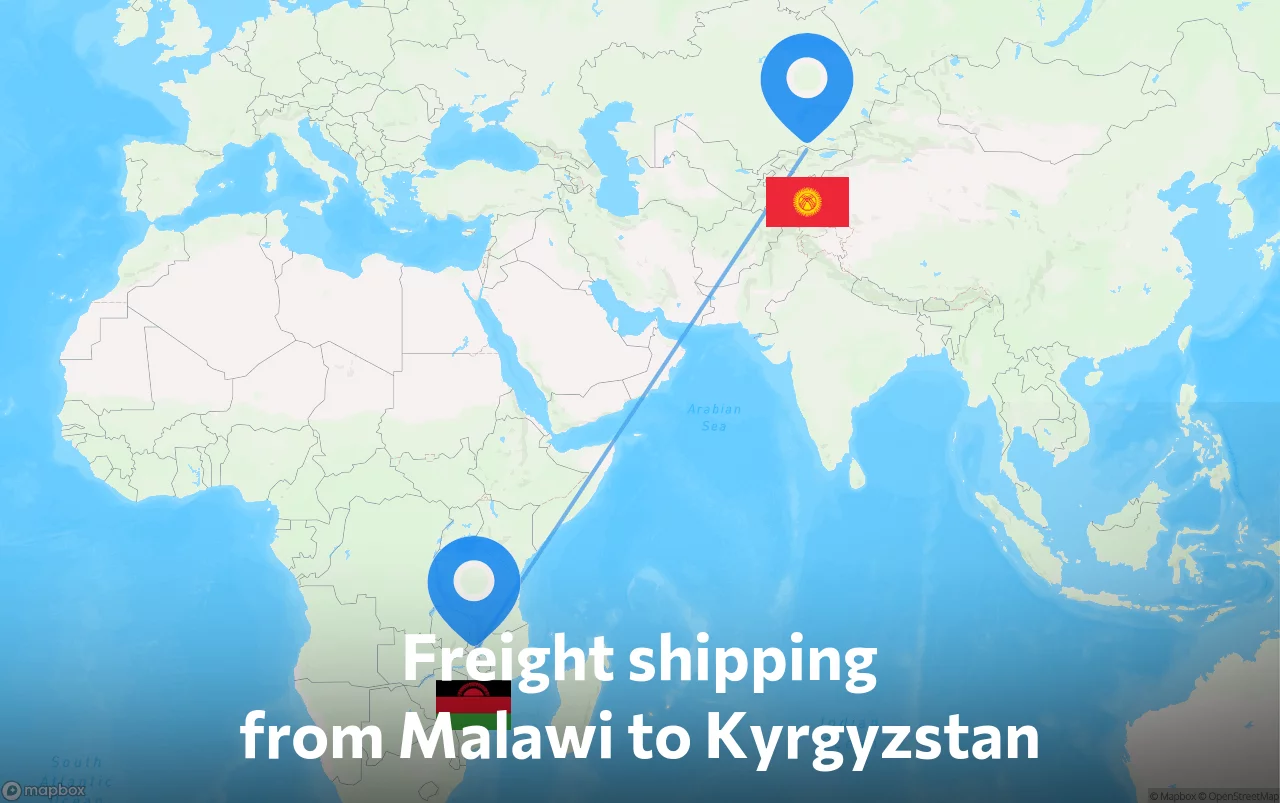 Shipping route from Malawi to Kyrgyzstan