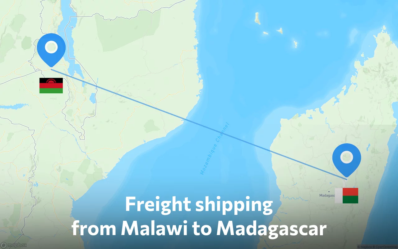 Shipping route from Malawi to Madagascar