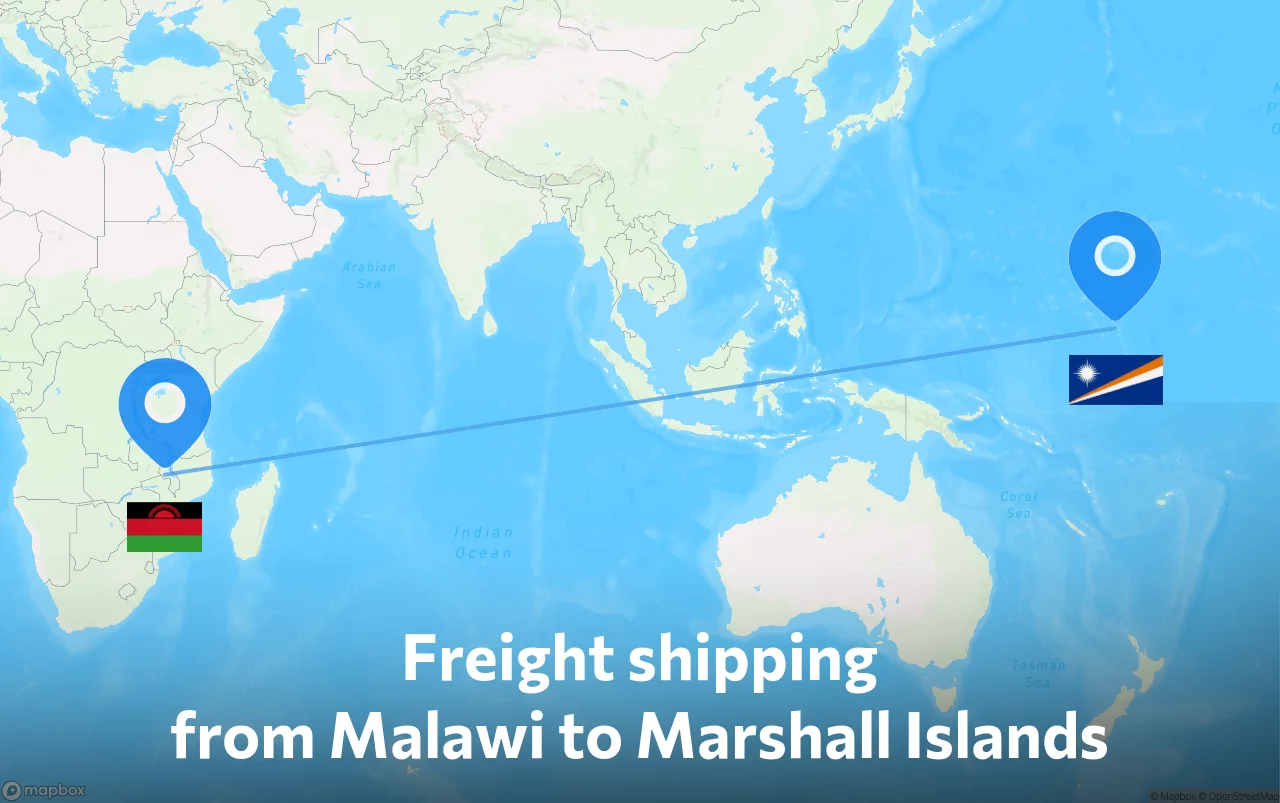 Shipping route from Malawi to Marshall Islands