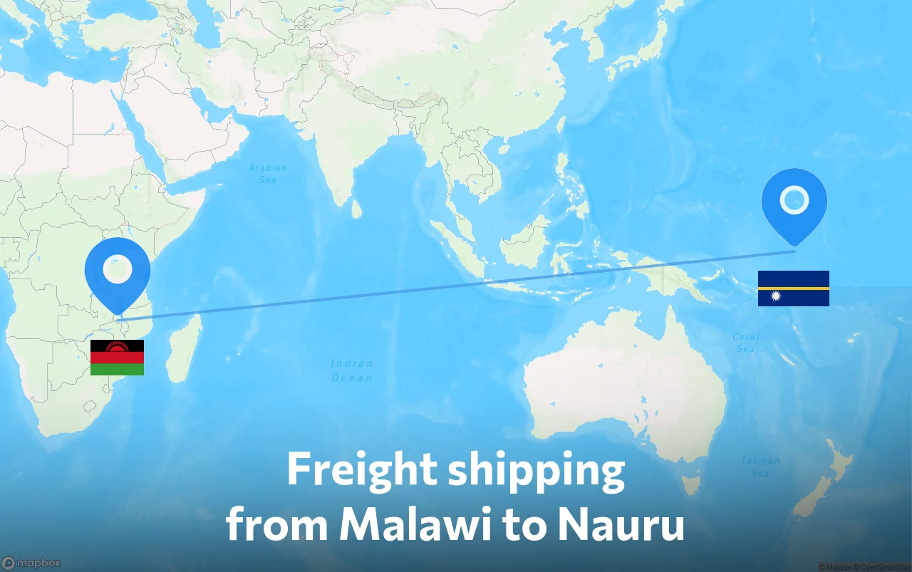 Shipping route from Malawi to Nauru