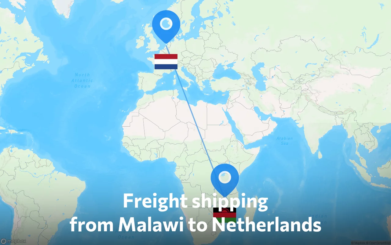 Shipping route from Malawi to Netherlands