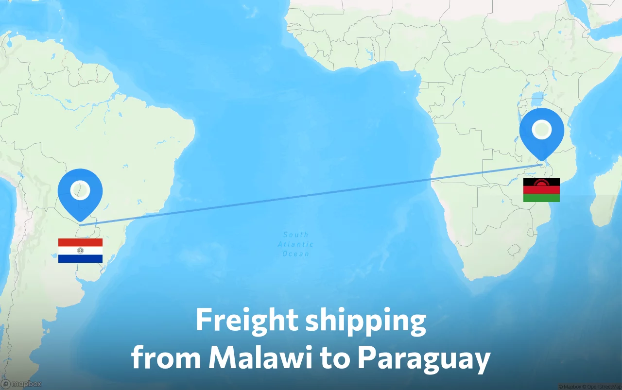 Shipping route from Malawi to Paraguay