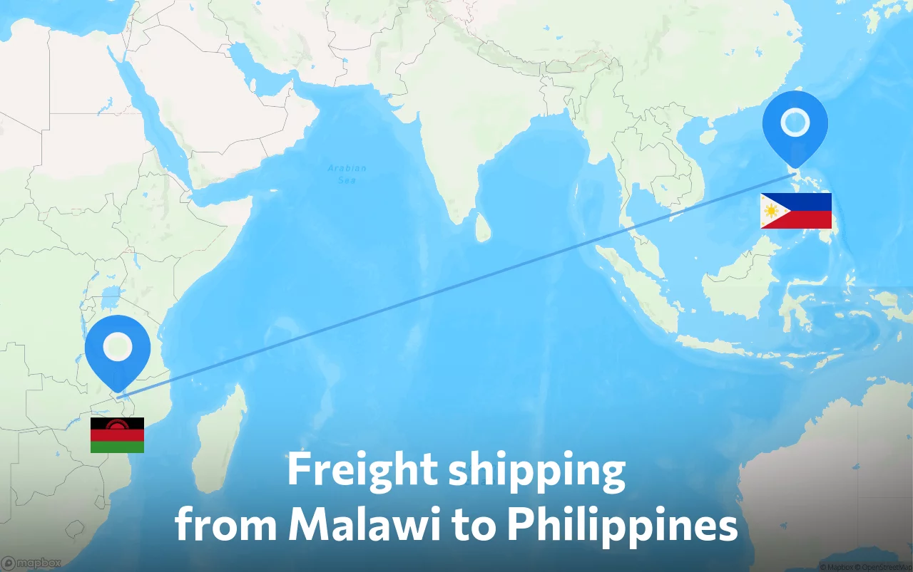 Shipping route from Malawi to Philippines