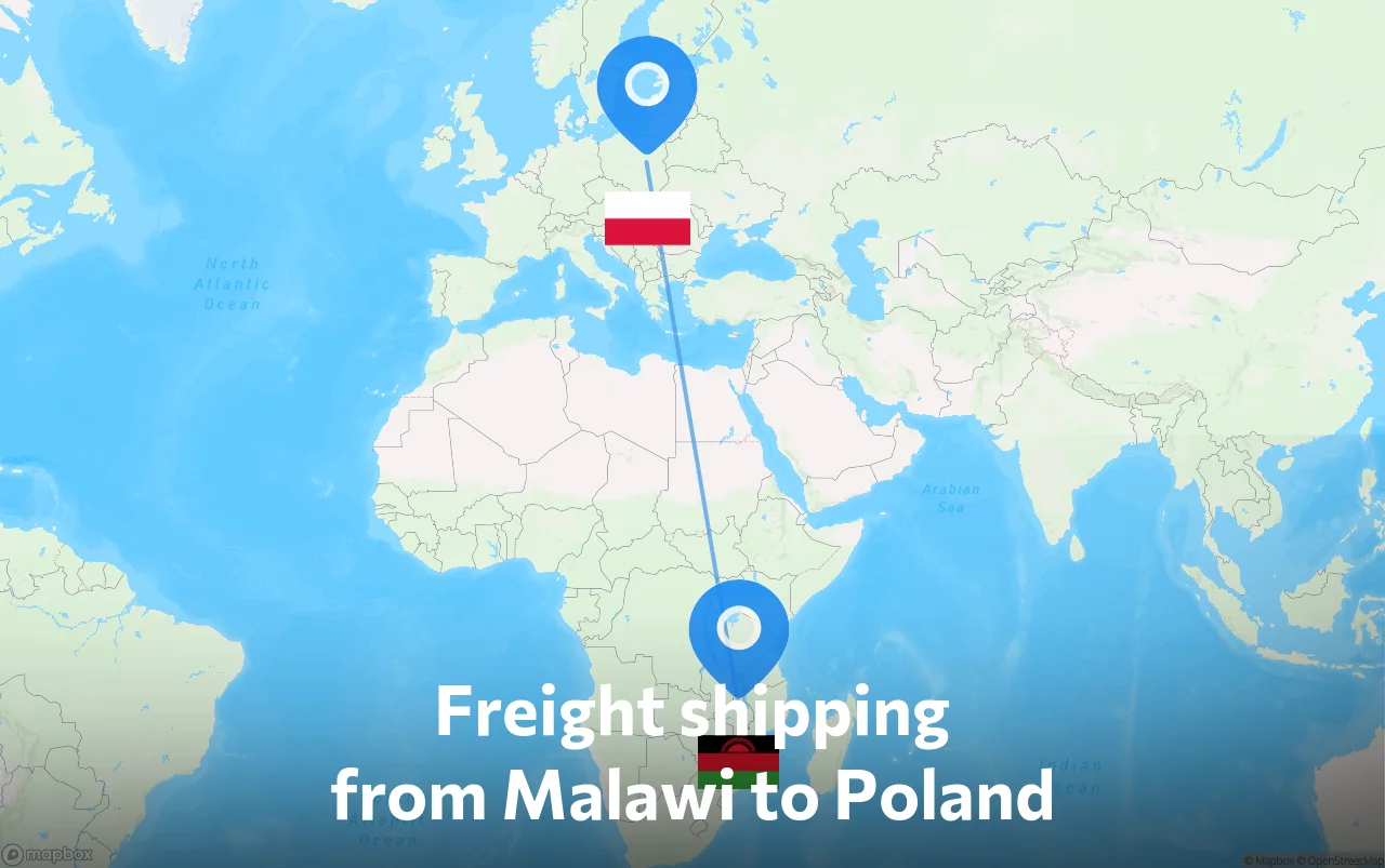 Shipping route from Malawi to Poland