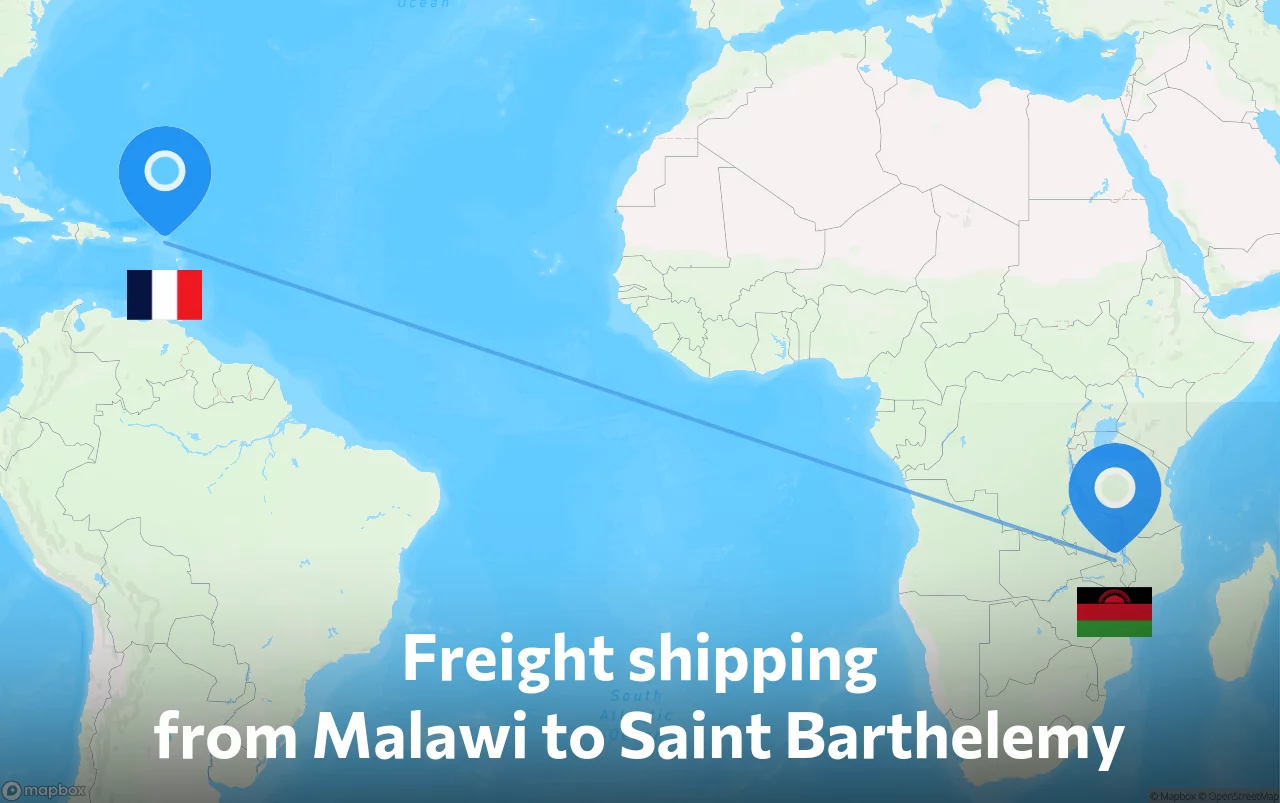Shipping route from Malawi to Saint Barthelemy