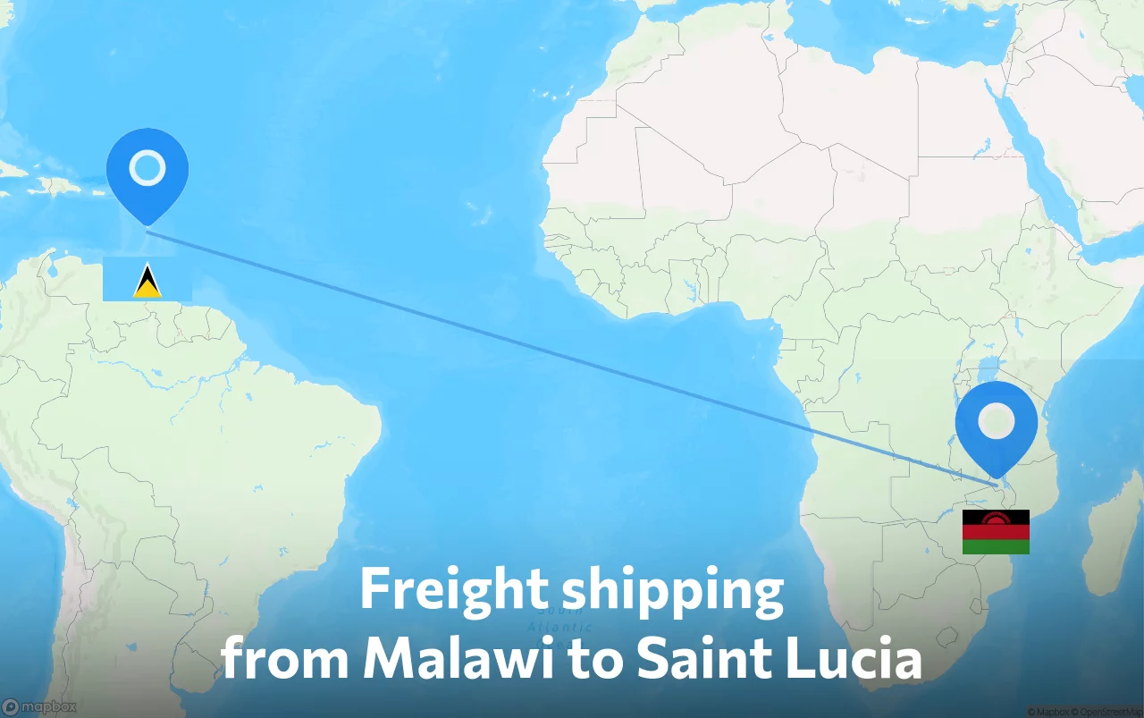 Shipping route from Malawi to Saint Lucia
