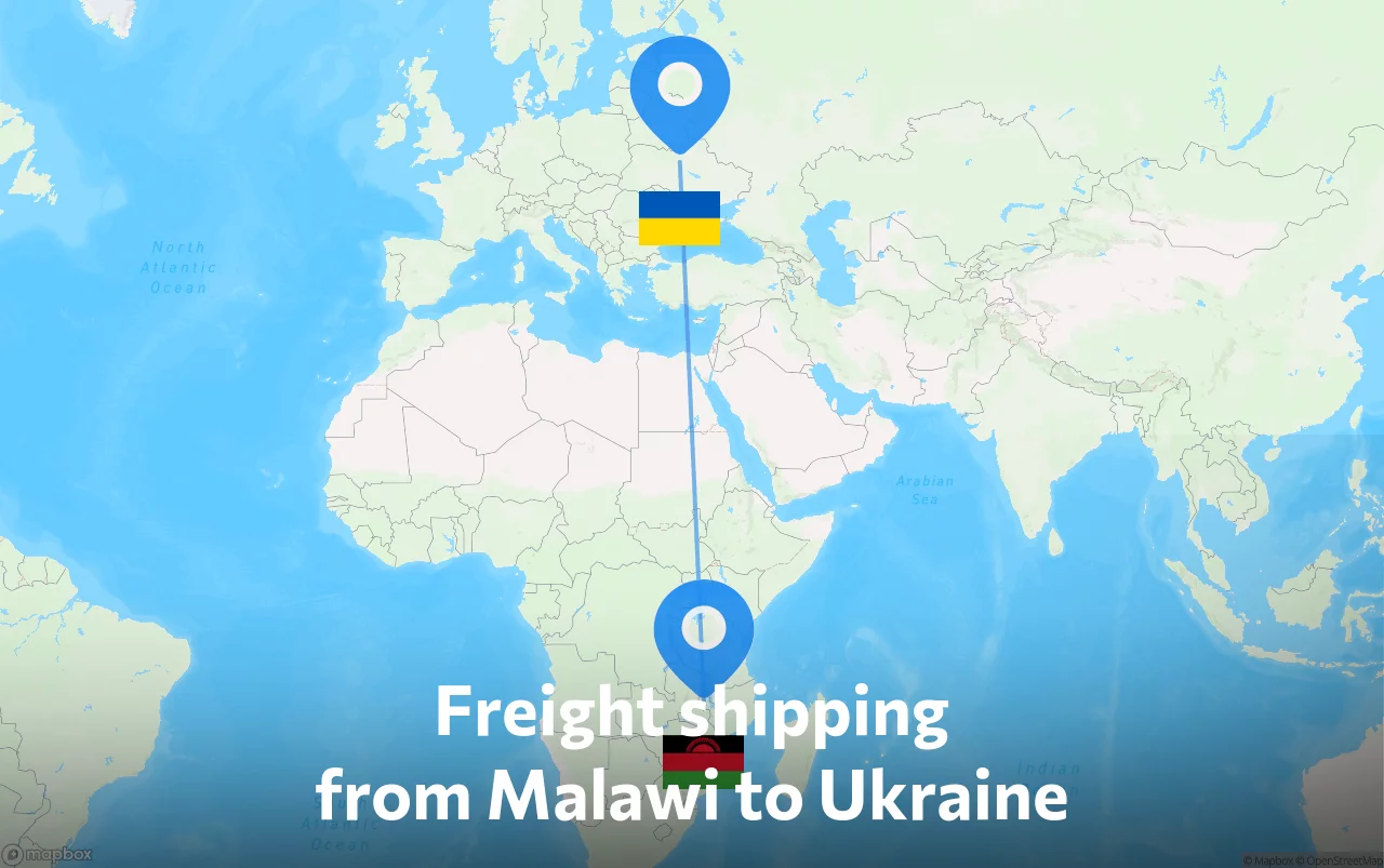 Shipping route from Malawi to Ukraine