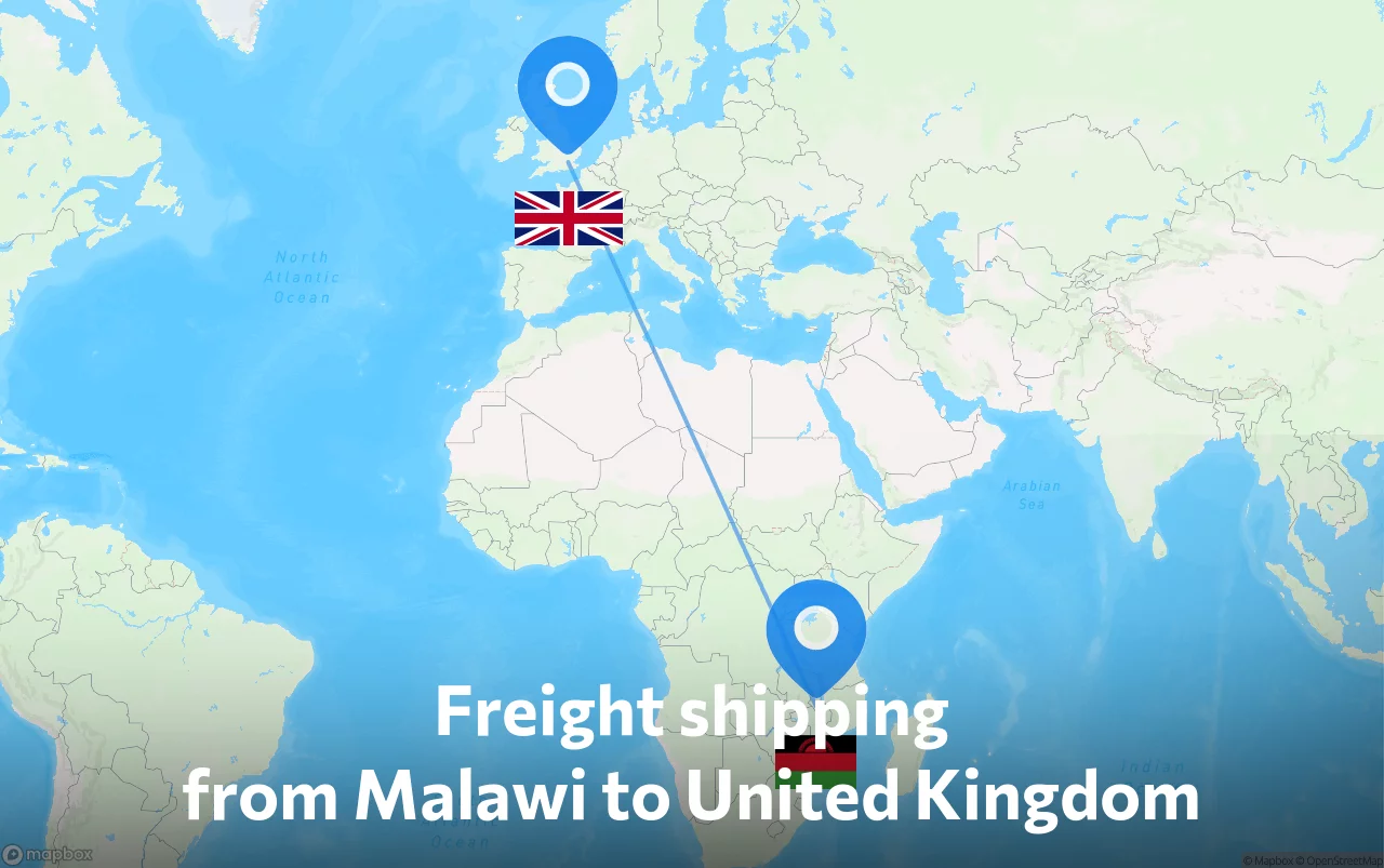 Shipping route from Malawi to United Kingdom