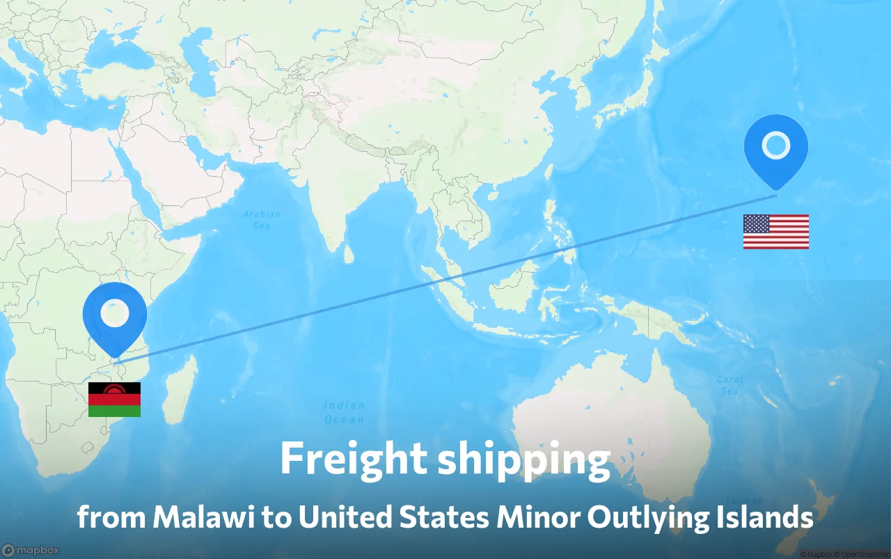 Shipping route from Malawi to United States Minor Outlying Islands