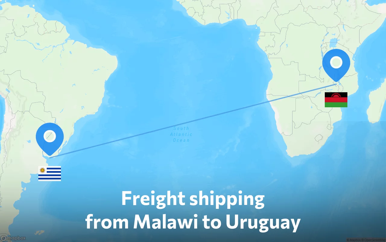 Shipping route from Malawi to Uruguay
