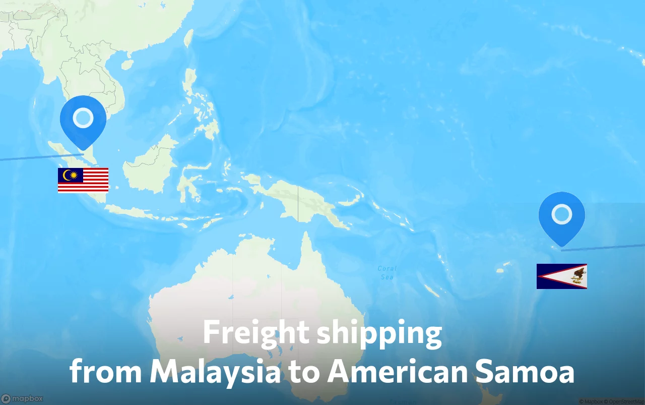Shipping route from Malaysia to American Samoa