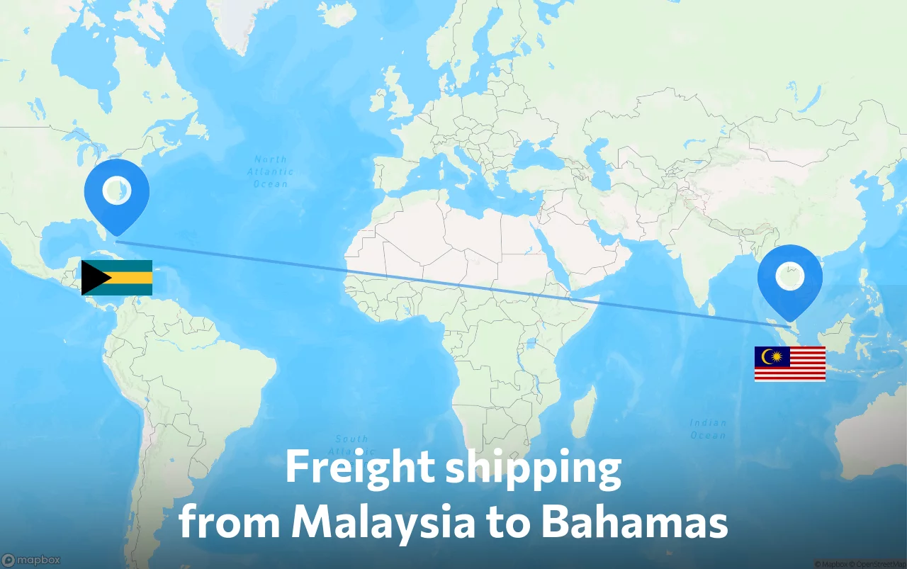 Shipping route from Malaysia to Bahamas