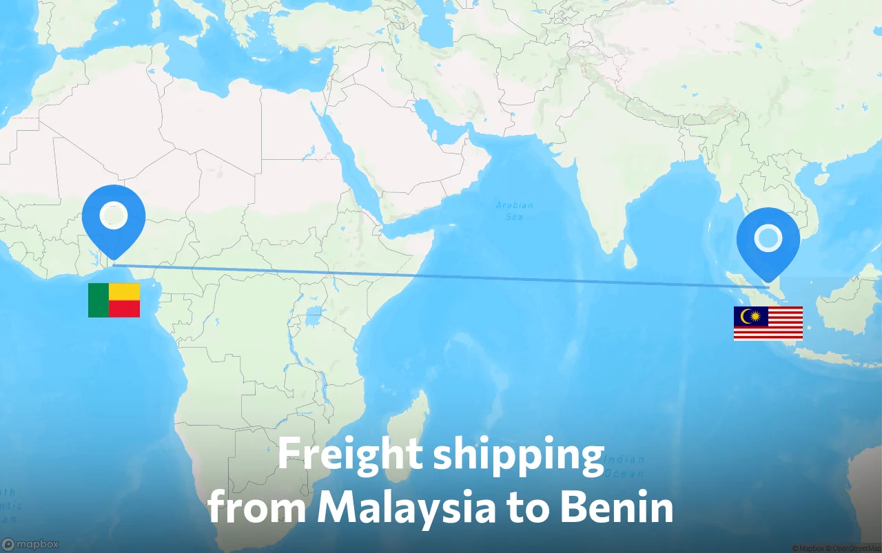 Shipping route from Malaysia to Benin
