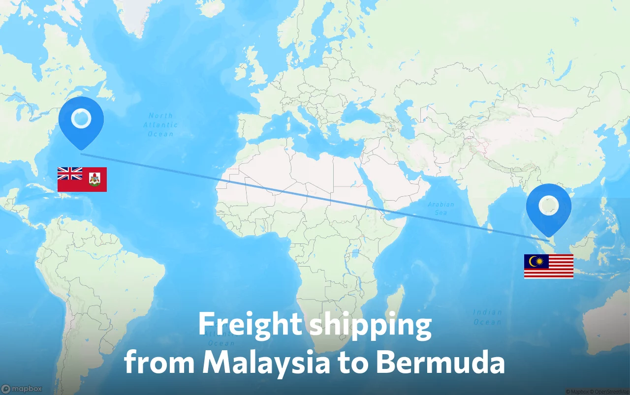 Shipping route from Malaysia to Bermuda