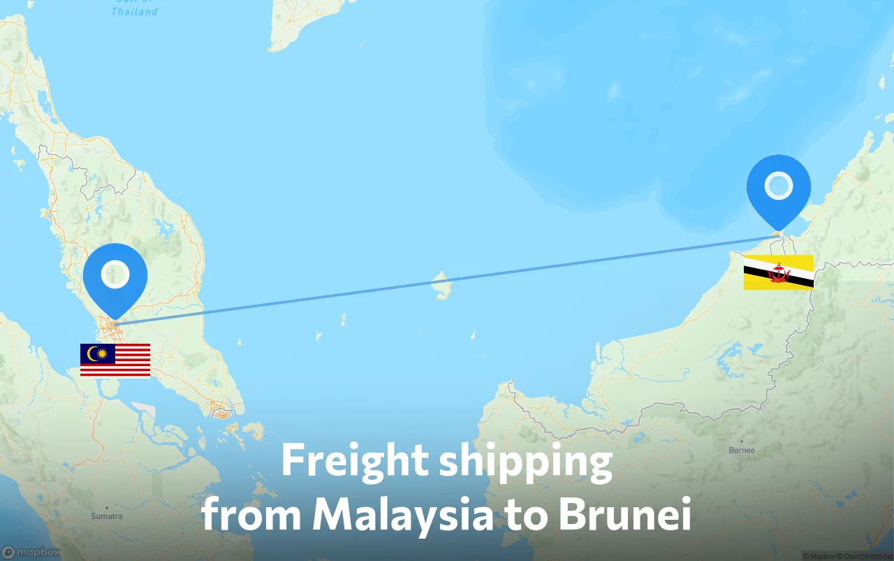 Shipping route from Malaysia to Brunei