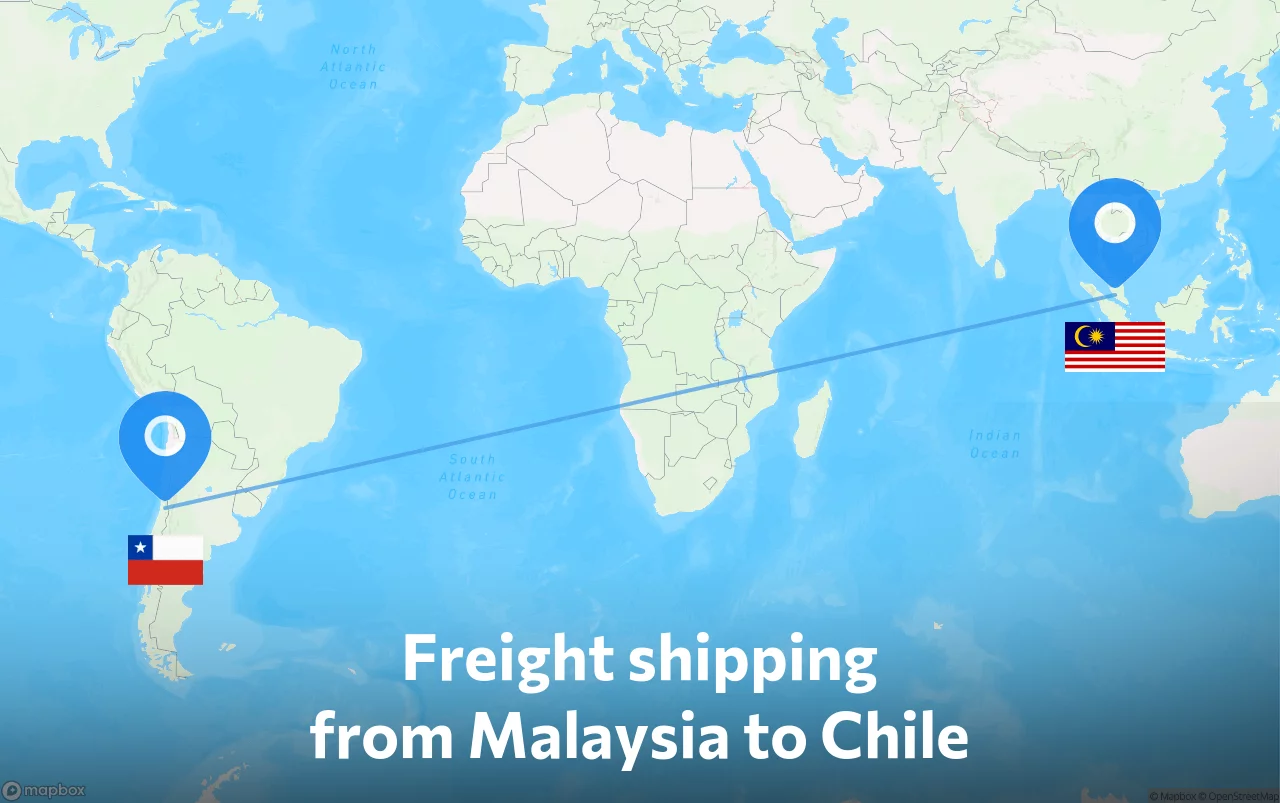 Shipping route from Malaysia to Chile