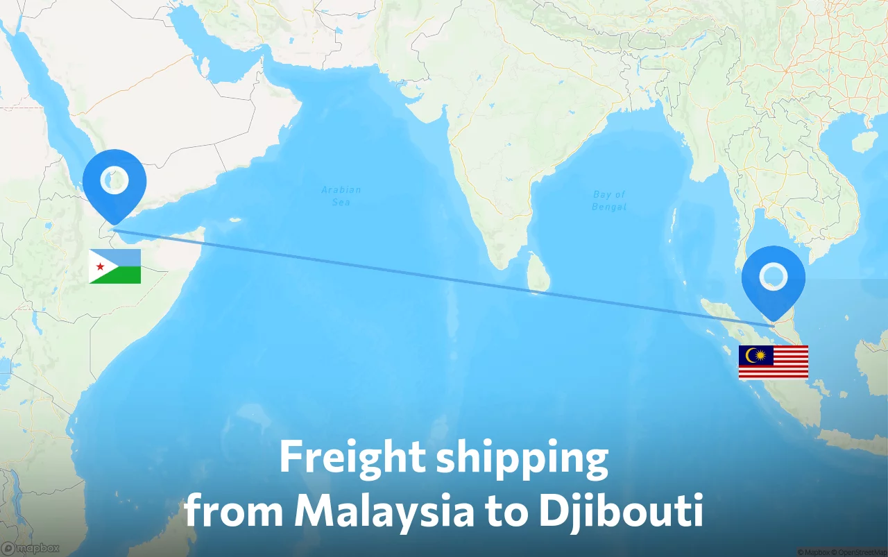 Shipping route from Malaysia to Djibouti