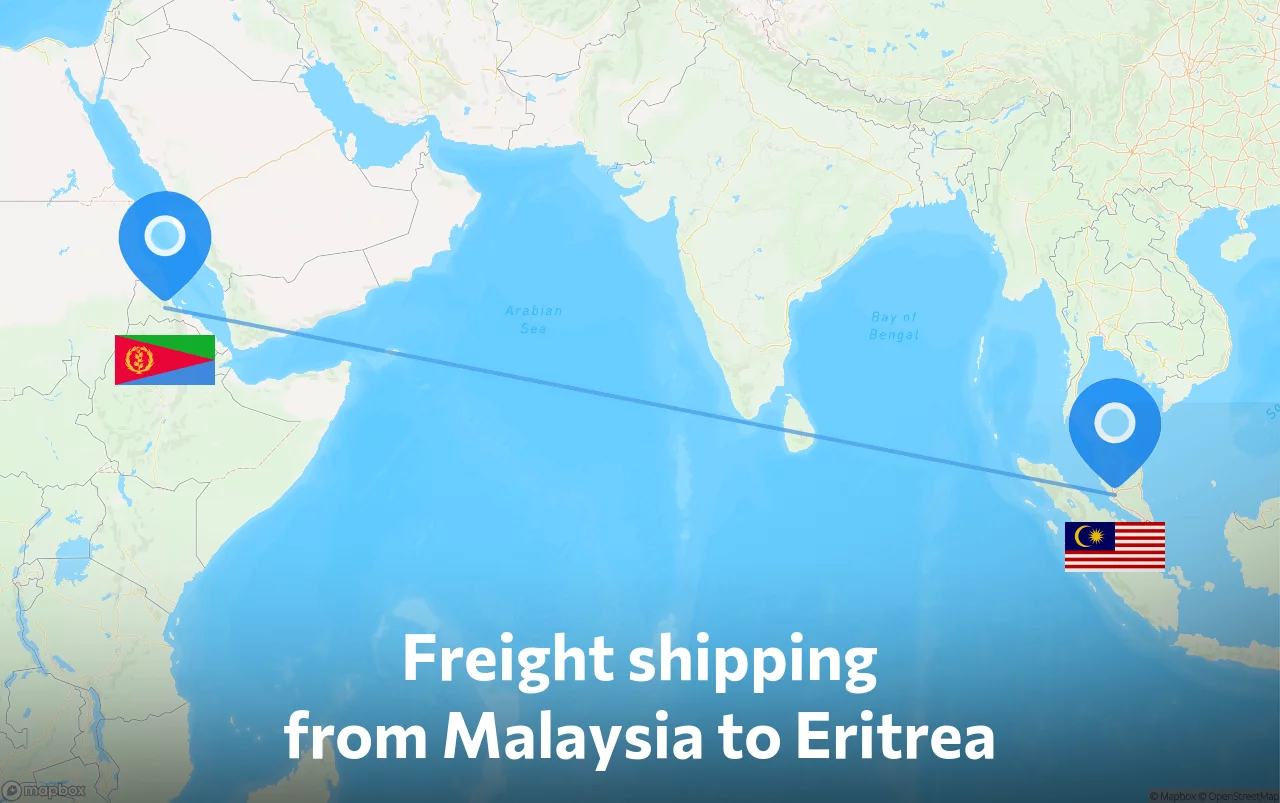 Shipping route from Malaysia to Eritrea