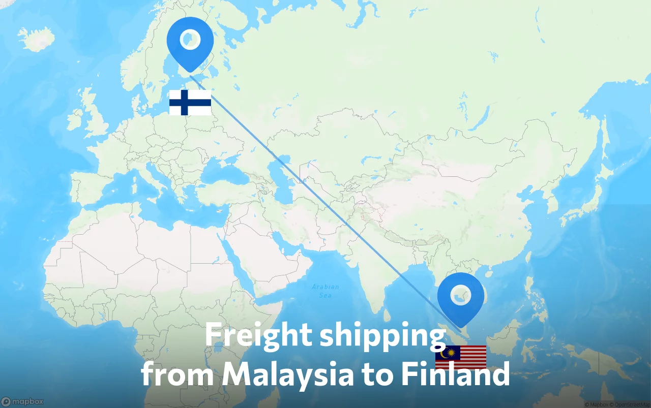 Shipping route from Malaysia to Finland