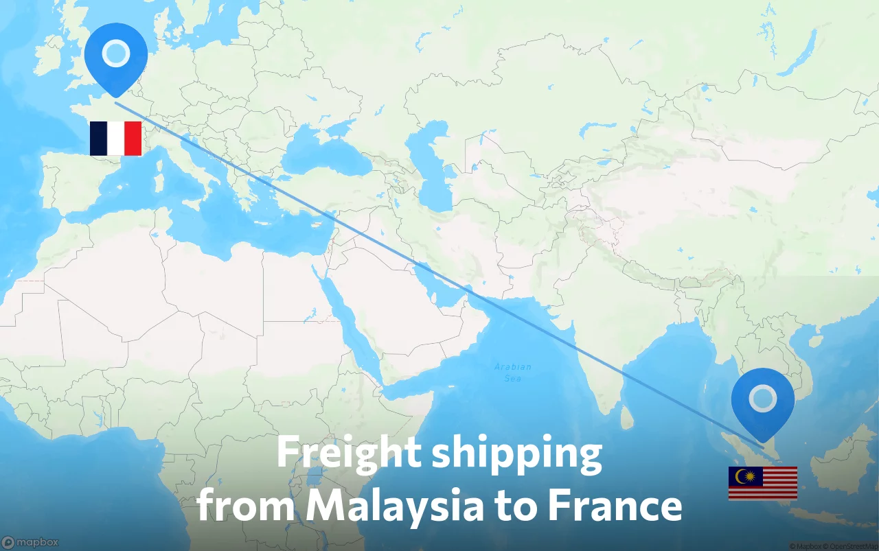 Shipping route from Malaysia to France