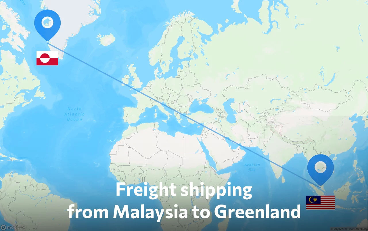 Shipping route from Malaysia to Greenland