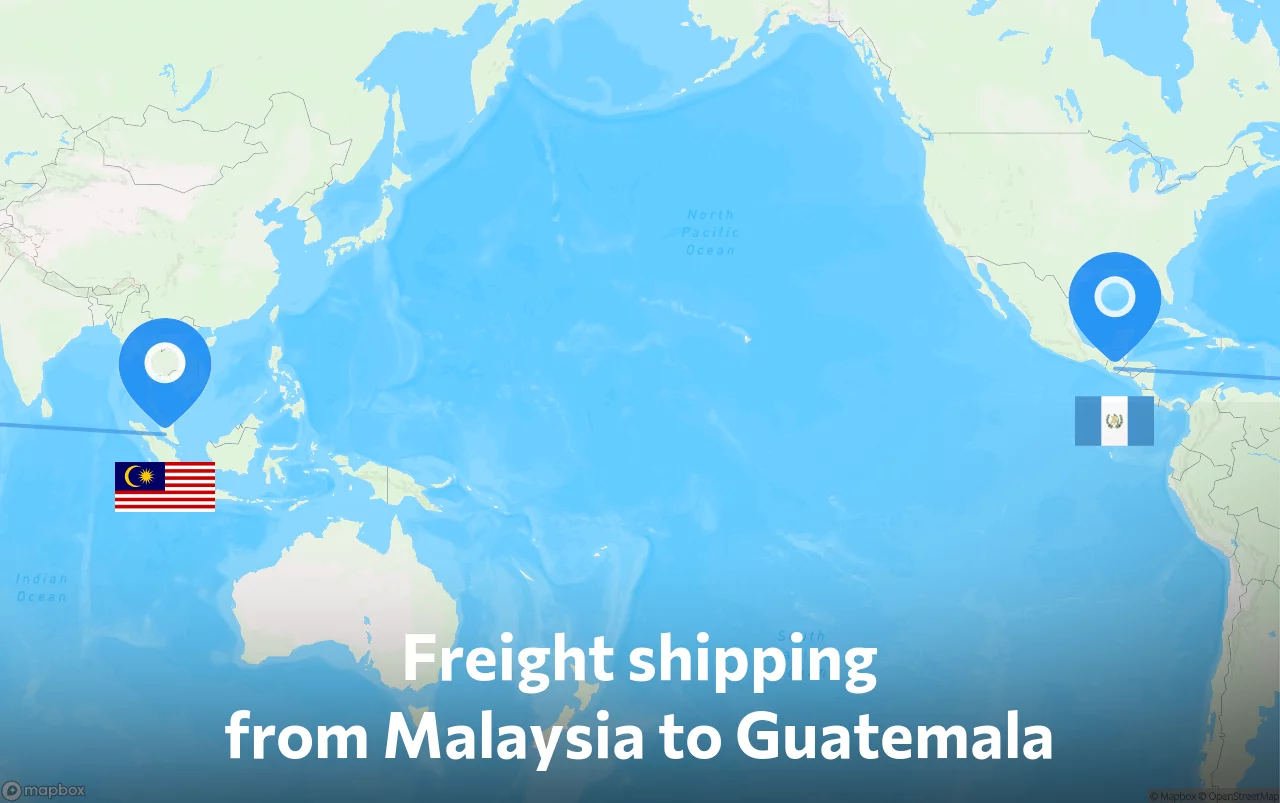 Shipping route from Malaysia to Guatemala