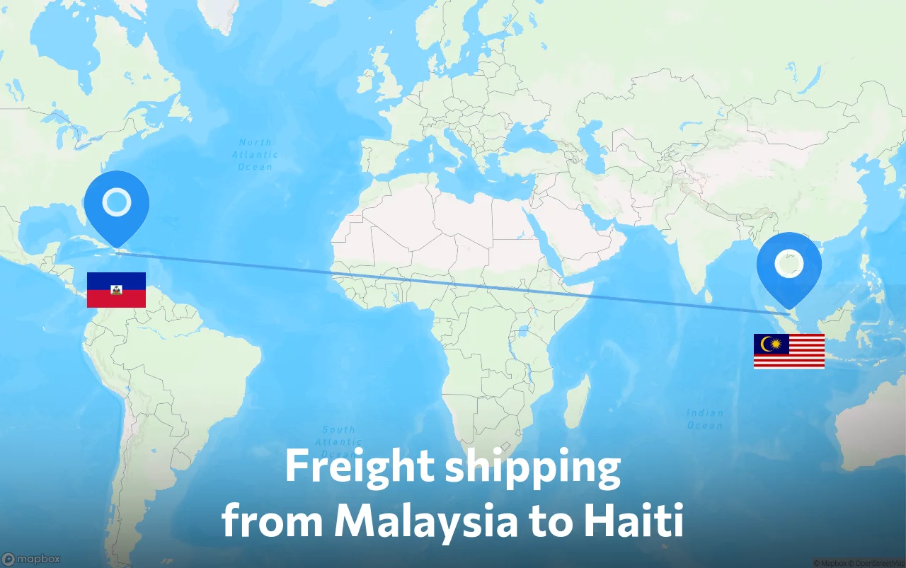 Shipping route from Malaysia to Haiti