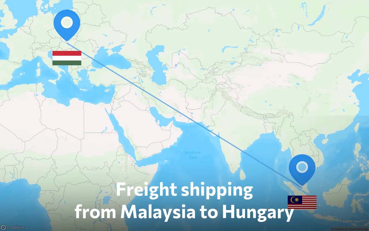 Shipping route from Malaysia to Hungary