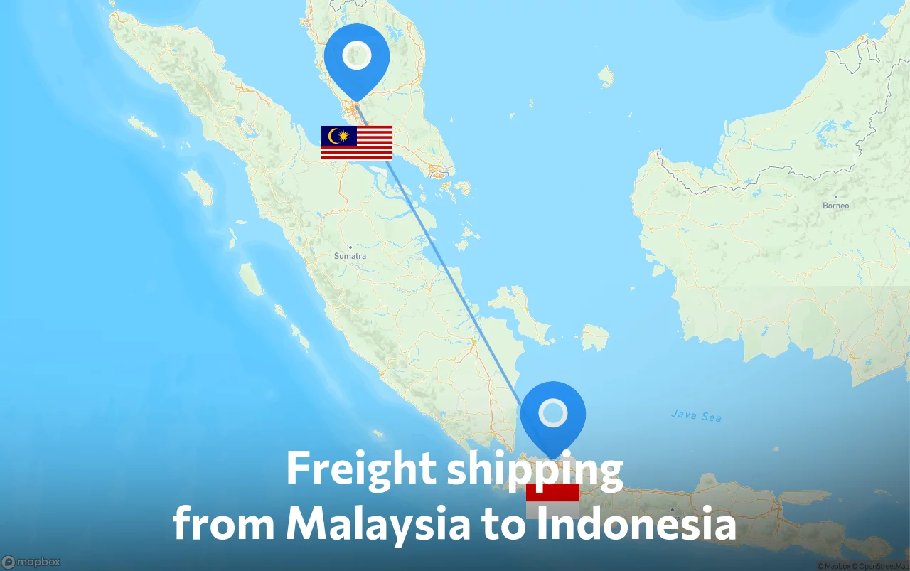 Shipping route from Malaysia to Indonesia