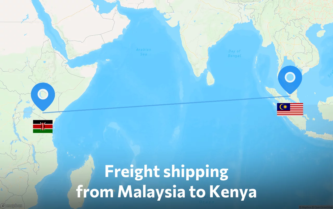 Shipping route from Malaysia to Kenya