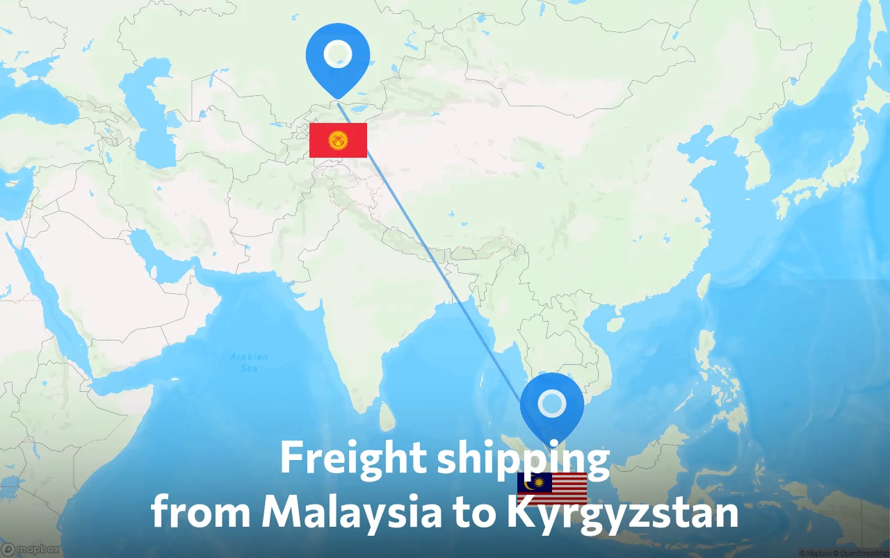 Shipping route from Malaysia to Kyrgyzstan