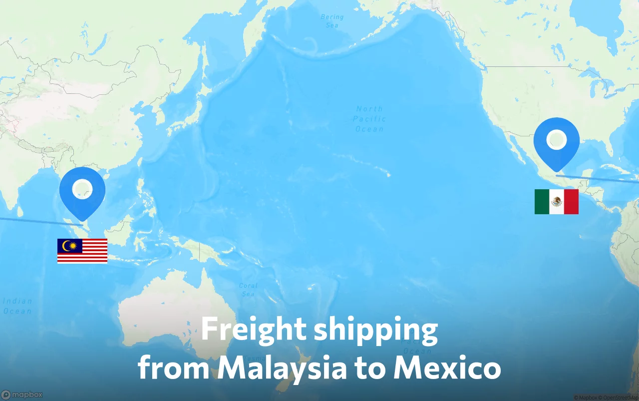 Shipping route from Malaysia to Mexico