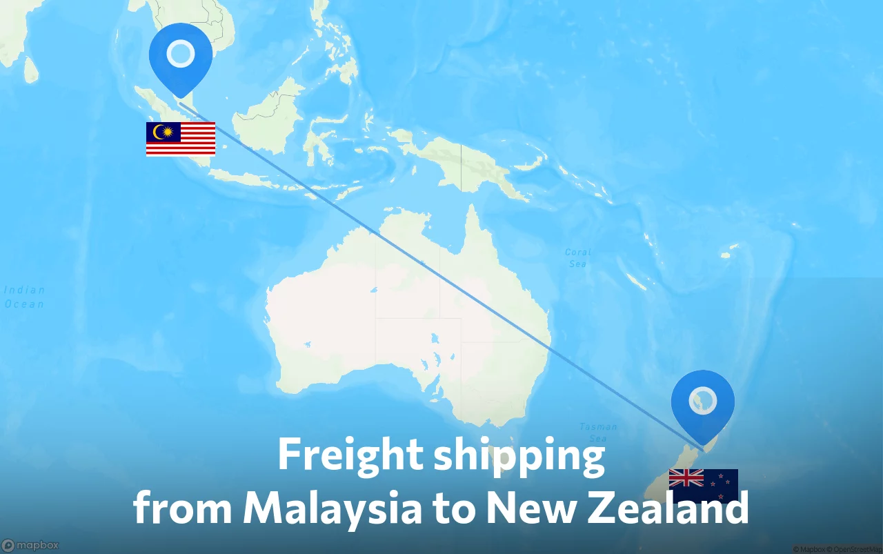 Shipping route from Malaysia to New Zealand