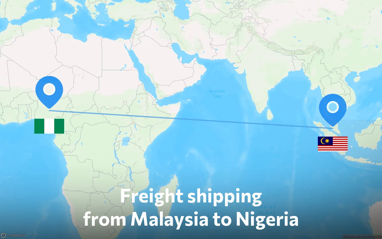 Shipping route from Malaysia to Nigeria
